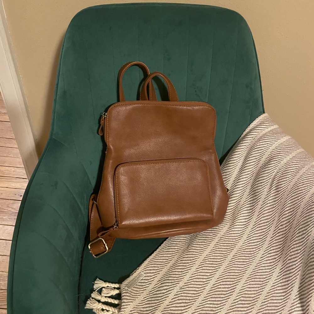 Brown Leather Mini Backpack - image 5